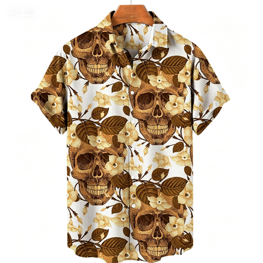 Brown Toned Skull Flower Print - Japanese Lifestyle บทวิจารณ์และราคา