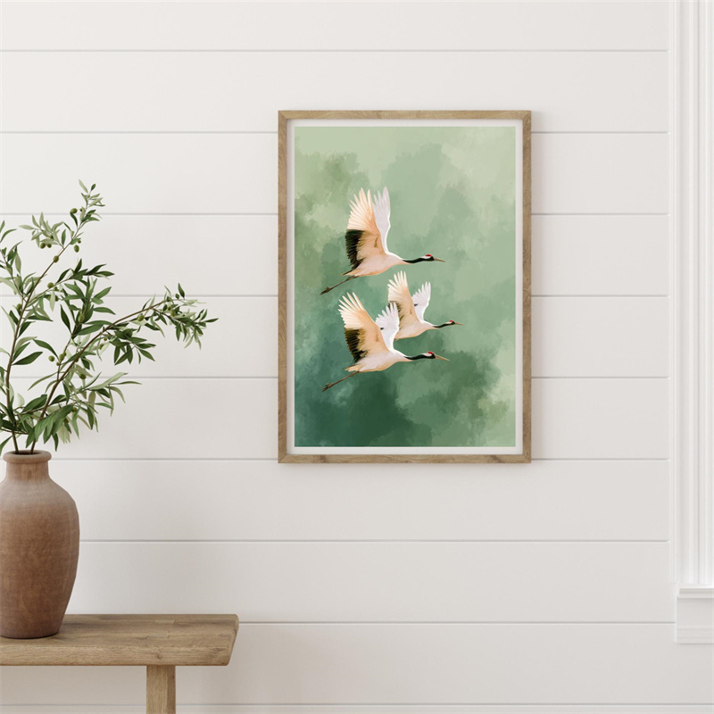 Vintage Crane Flying Birds Flo - Japanese Lifestyle Home บทวิจารณ์และราคา