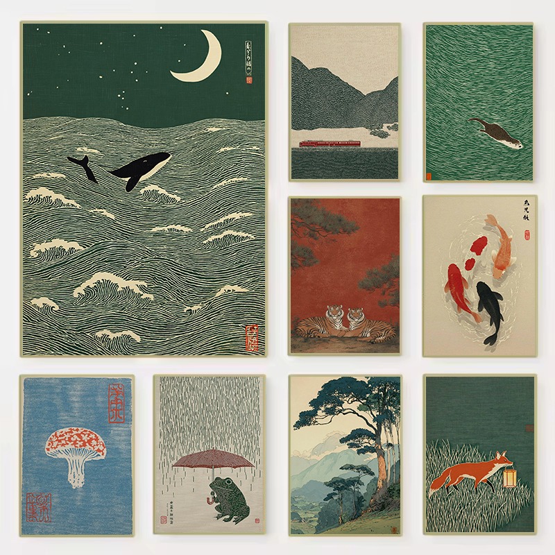 Vintage Japanese Style Illustr - Japanese Lifestyle Home บทวิจารณ์และราคา
