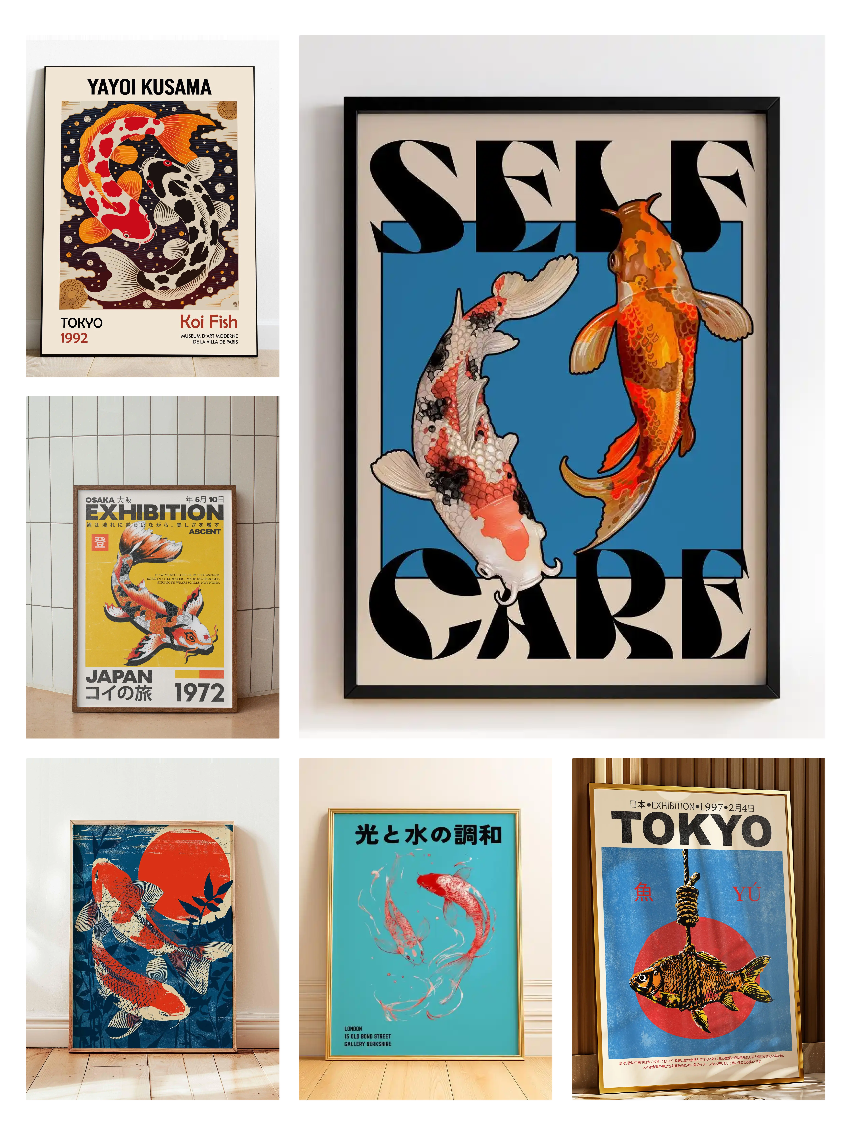 Japanese Red Koi Fish Canvas P - Japanese Lifestyle Home บทวิจารณ์และราคา