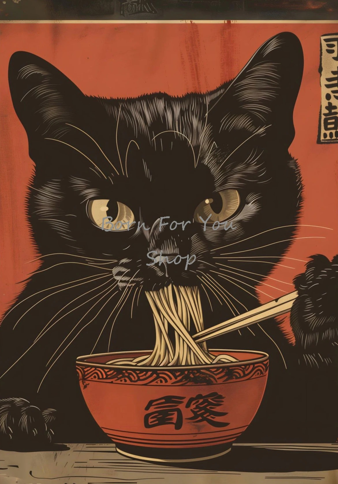 Japanese Edo Style Black Cat E - Japanese Lifestyle Home บทวิจารณ์และราคา