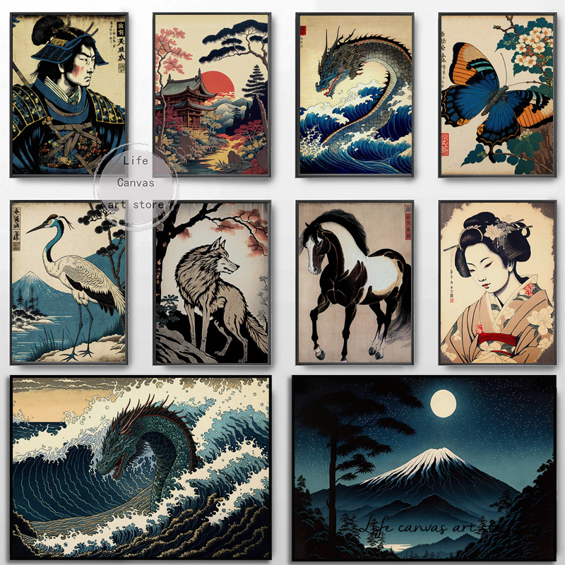 Vintage Japanese Style Ukiyo-e - Japanese Lifestyle Home บทวิจารณ์และราคา