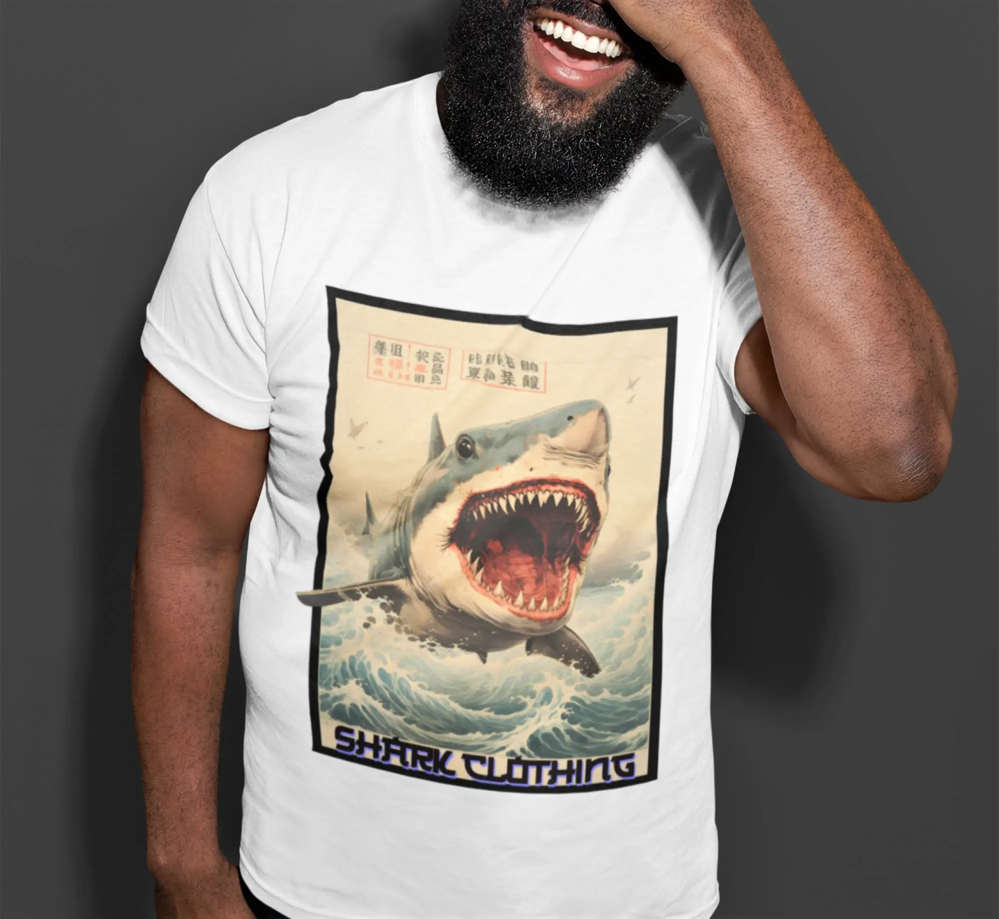 Japanese shark T Shirt Heavy C - Japanese Man Lifestyle บทวิจารณ์และราคา