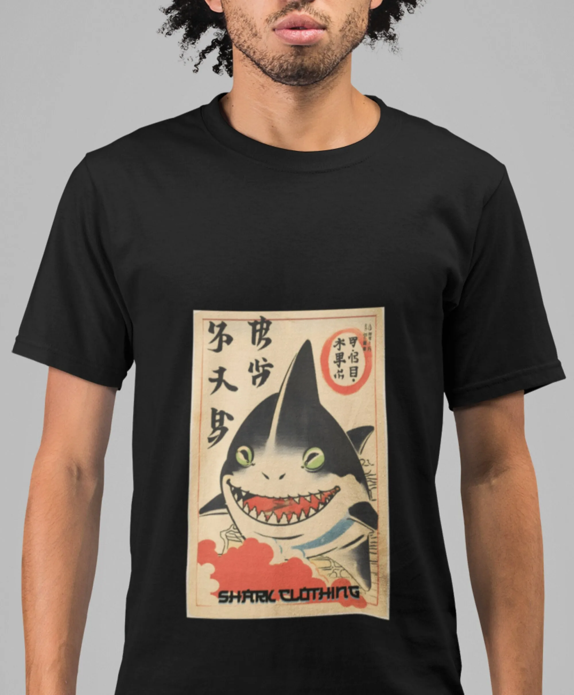 Japanese shark T Shirt Heavy C - Japanese Man Lifestyle บทวิจารณ์และราคา